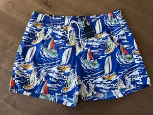 Tommy Hilfiger Herren Badehose Tropical Print Segelboote Wellen 7 Inch Größe XXL - Bild 1 von 4