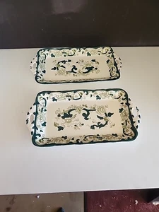 2 MASON'S PATENT IRONSTONE ENGLAND CHARTREUSE GRÜN Sandwichschalen - Bild 1 von 9