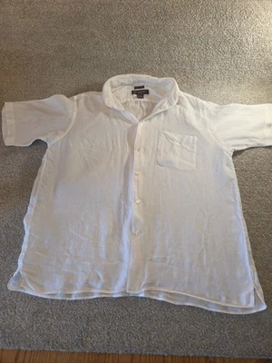 Mens Banana Republic Shirt XL White Knit Irish Linen Short Sleeve Button Up - Image 1 of 4