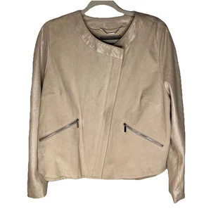NWT Johnston Murphy Women's Tan Soft Leather Moto Jacket Coat XL - Picture 1 of 12