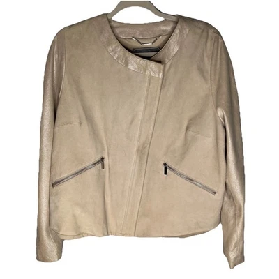 NWT Johnston Murphy Women's Tan Soft Leather Moto Jacket Coat XL - Image 1 of 4