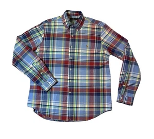 Polo Ralph Lauren Herren L Large blau rot kariert Baumwolle Knopfleiste Oxford Hemd EUC - Bild 1 von 5