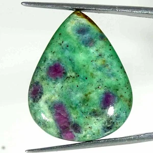 25.90Cts Natural Ruby in Fuchsite Pear Cabochon Loose Gemstone 22x27x5mm - Picture 1 of 5