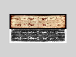 Shroud of Turin Jesus Christ Burial Cloth Photo Poster Print w/ Negative 24 x 48 - Picture 1 of 3