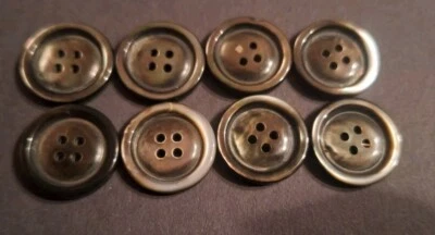 8x Perlmutt Knöpfe grau schimmernd, Set, ca. 20 mm, Konvolut, 32" 4loch - Bild 1 von 2