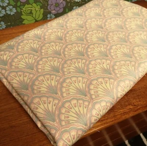 Large Remnant 90's Scallop Deco Style Pink Blue Curtain Interior Fabric 90x94" - Picture 1 of 10