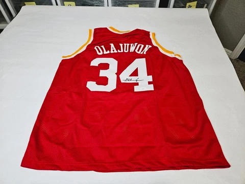 Hakeem Olajuwon Houston Rockets Autographed Signed Jersey JSA Certified Cover