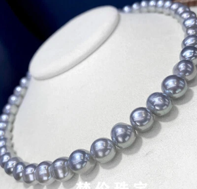 Natural 9mm gray Freshwater Pearl  Necklace 18" - Image 1 of 4