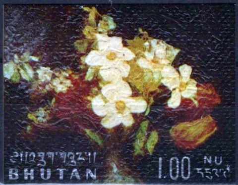 ZAYIX Bhutan 114H MNH Embossed Paintings Flowers 071423S134M Cover