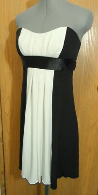 SPEECHLESS короткое официальное платье S черный белый завышенной талии галстук назад SweetheartNeck - Изображение 1 из 4