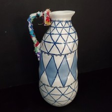 ANTHROPOLOGIE Anna Westerlund KERAMISK Ceramic Art Pottery Vase Blue and White