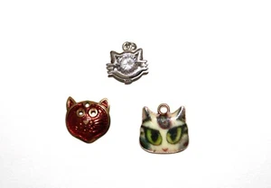 Cat Pendant Necklace Charm Lot of 3 - Picture 1 of 9