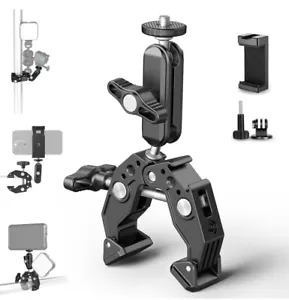 NEEWER Super Clamp with 3" Dual Ballhead Magic Arm, Cold Shoe, 1/4" 3/8" Threads - Picture 1 of 6