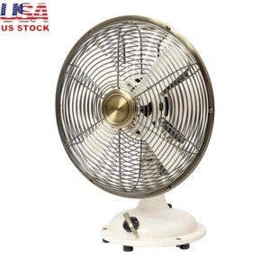 Retro 8 Inch 3 Speed Oscillating Tabletop Fan Indoor Small Space Metal Fan New - Picture 1 of 11