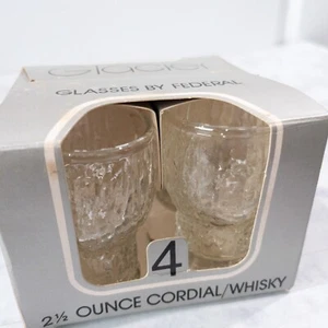 Vintage Glacier Whiskey Glass Clear Glass 3" Set Of 4 - Picture 1 of 4