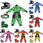 Kids Motocross Helmet Childrens Junior Camo Suit Goggles Gloves Motorbike SET