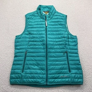 Eddie Bauer Vest Womens Large Teal Travex Puffer 700 Fill Pockets Classic Preppy - Picture 1 of 11