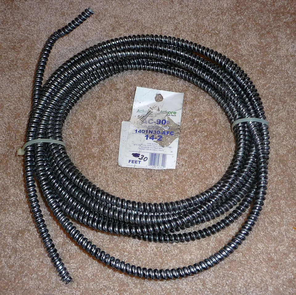 AFC Cable 14/2 x 30 ft. BX/AC-90 Armored Electrical Cable*READ - Image 1 of 1