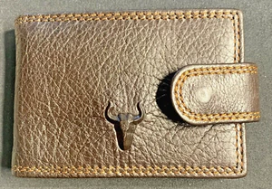 Bulls Head & Horns Embossed Leather 14 Card Wallet - Dark Brown - BNWT - Bild 1 von 7