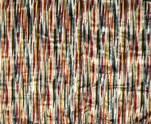 RUBELLI Stripe Velvet Red Green Blue Grey 1 yard+ Remnant New - Picture 1 of 2