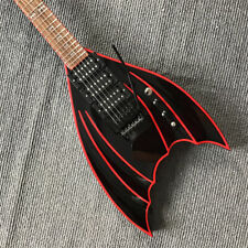 Unusual Bat Shape Black Electric Guitar Red Line FR Bridge 3H Pickups Free Ship for sale