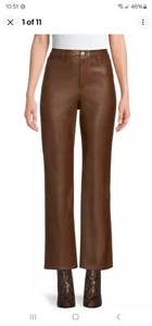 NOBO No Boundaries Junior Brown Faux Leather Straight Leg Dress Pants 7 - Picture 1 of 4