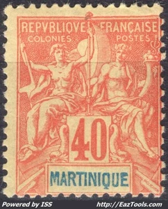 MARTINIQUE TYPE GROUPE 40c ROUGE ORANGE N° 40 NEUF * AVEC CHARNIERE A VOIR - Picture 1 of 2