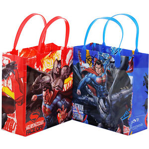 6 Pcs Batman Superman Authentic Licensed Medium Party Favor Goodie Gift Bags