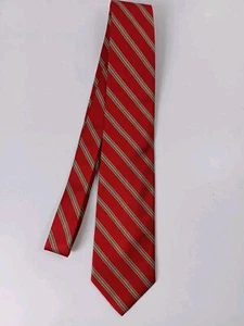 Ben Silver 100% English Silk Hand Made Red with Stripes Men's Tie 3.4" x 57" - Picture 1 of 8