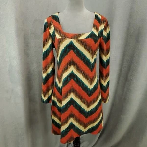 Aryeh Dress Womens Large Boho Chevron Zig Zag Artsy Mini Short Anthropologie - Picture 1 of 11