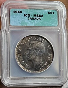 Canada 1946 Silver Dollar ICG Certified MS62 - Picture 1 of 2