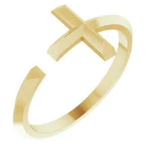 Anillo cruzado espacial negativo en oro amarillo de 14 K - Imagen 1 de 5
