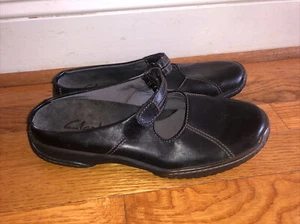 Clarks Mary Jane 32401 Leather Slides Black Womens Size 9M - Picture 1 of 5