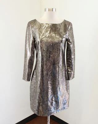 Nuevo con etiquetas Vestido T Tahari Dorado Lentejuelas Estampado Leopardo Repujado Fiesta Cóctel Talla 2 Foto 1 de 4