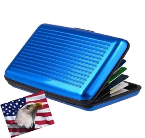 iLett Aluminium Geldbörse Blau Resistant Block RFID Schutz Kartenetui 6 Fächer - Bild 1 von 4