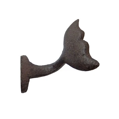 Gancho de pared de cola de ballena de hierro fundido rústico puerta de baño toalla percha Foto 1 de 4