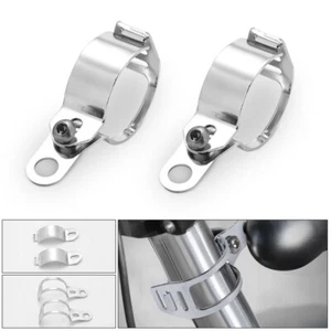 2X Front Turn Signal Light Bracket Holder Fork Bar Mount Clamp 35-50mm Chrome - Picture 1 of 14