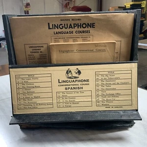 Vintage Linguaphone Spanish Complete Course Vinyl 78 Records+Book Original Case - Picture 1 of 15