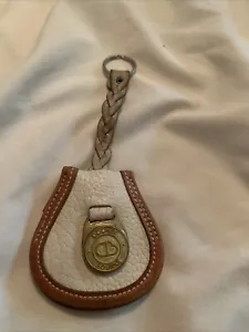 Vintage DOONEY & BOURKE Off White Cream Leather Keychain Ring Fob Rare - Picture 1 of 5