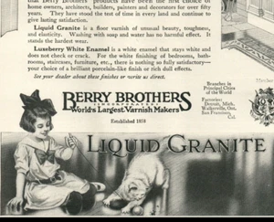 1914 Berry Brothers Liquid Granite Varnish Child Cat Yarn Toy Flooring Ad A210 - Picture 1 of 2