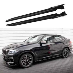 2PCS Side Skirts Diffusers Body Trims Fits For BMW X4 G02 2018-2025 Glossy Black - Picture 1 of 6