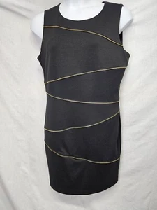Calvin Klein Dress Size 16 Womens Black Sleeveless Sheath Exposed Zipper - Picture 1 of 3