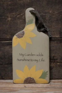 Sonnenblumen-Dekor Mein Garten fügt Sonnenschein-Schild primitiv Sommer hängendes Paddel hinzu - Bild 1 von 2