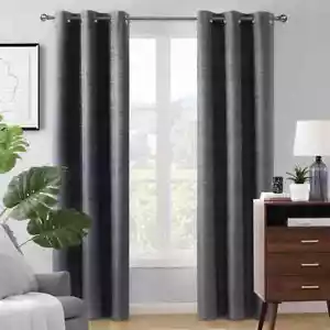 Paloma Black 38 in. W x 84 in. L Grommet 100% Blackout Curtains (Single Panel) - Picture 1 of 1