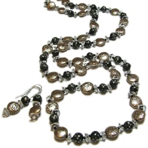 Collar y pendientes de cuentas de plata de ley, vidrio y madera de SoniaMcD - Imagen 1 de 6