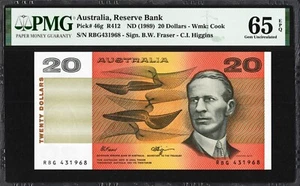 Australia 20 Dollars P46g R412 1989 Fraser Higgins PMG65 Gem UNC EPQ Banknote - Picture 1 of 3