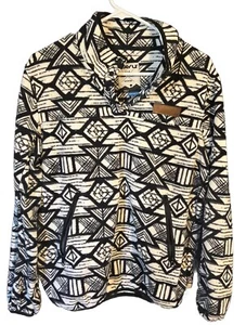 Kavu Fleece Pullover Men’s M Sports Outdoors White & Black Geometric Print - Picture 1 of 7