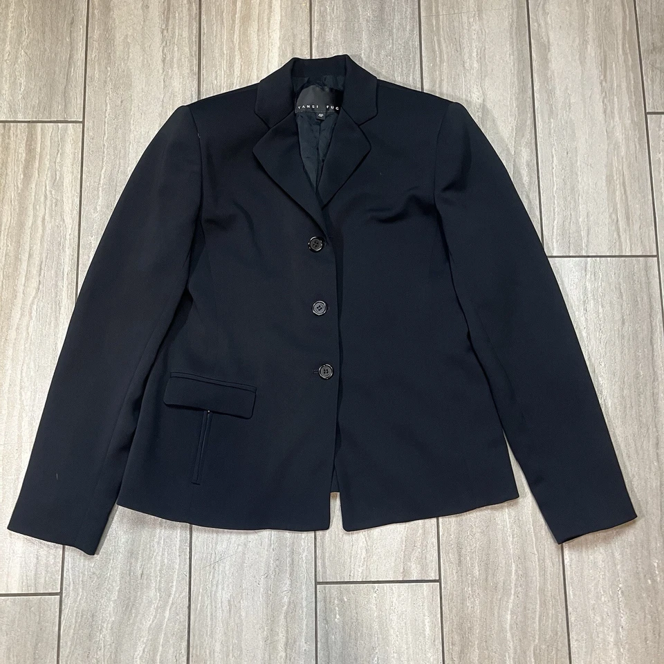 Blazer vintage Yansi Fugel negro acolchado ajustado estructurado negro mujer talla 4P Foto 1 de 4