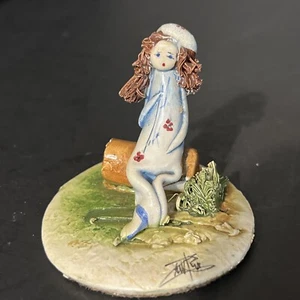Lino Zampiva Italian Artist Signed, Young Lady Sitting on a log #52 - Picture 1 of 11