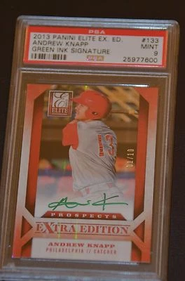 Andrew Knapp 2013 Panini Elite Green Ink Signature Card 1/10 PSA 9 MINT - Image 1 of 3
